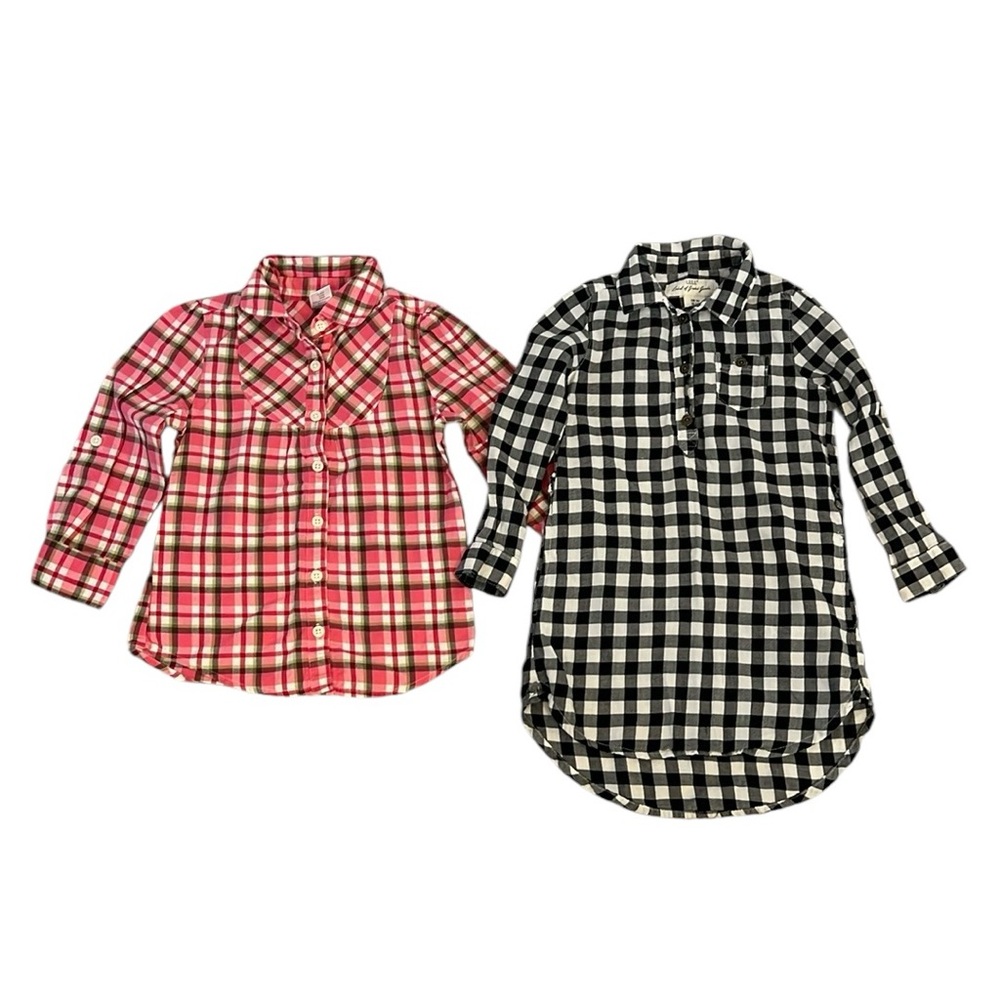 Long Sleeve Button Down Girls Shirt Bundle Lot of 2, Size 3-4Y